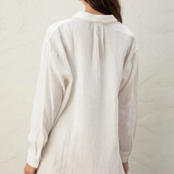 Lulu's White Oversized Guaze Cotton Shirt - Picture 2 of 2